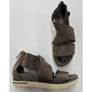 Eileen Fisher Shoes Womens Size 6.5 Perforated Suede Nubuck Leather Sandals